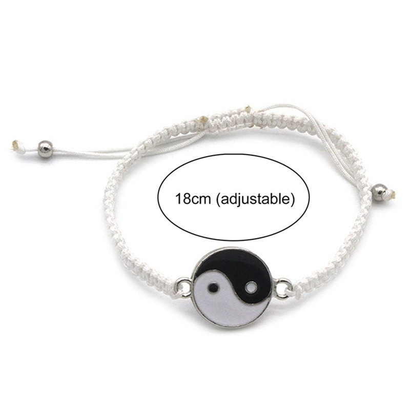 1Pcs Yin Yang Tai Chi Adjustable Matching Taiji Trigram Cord Jewelry Handmade Gossip Rope Bangle for Couple BBF Friendship Lover Charm Bracelet Valentine's Day