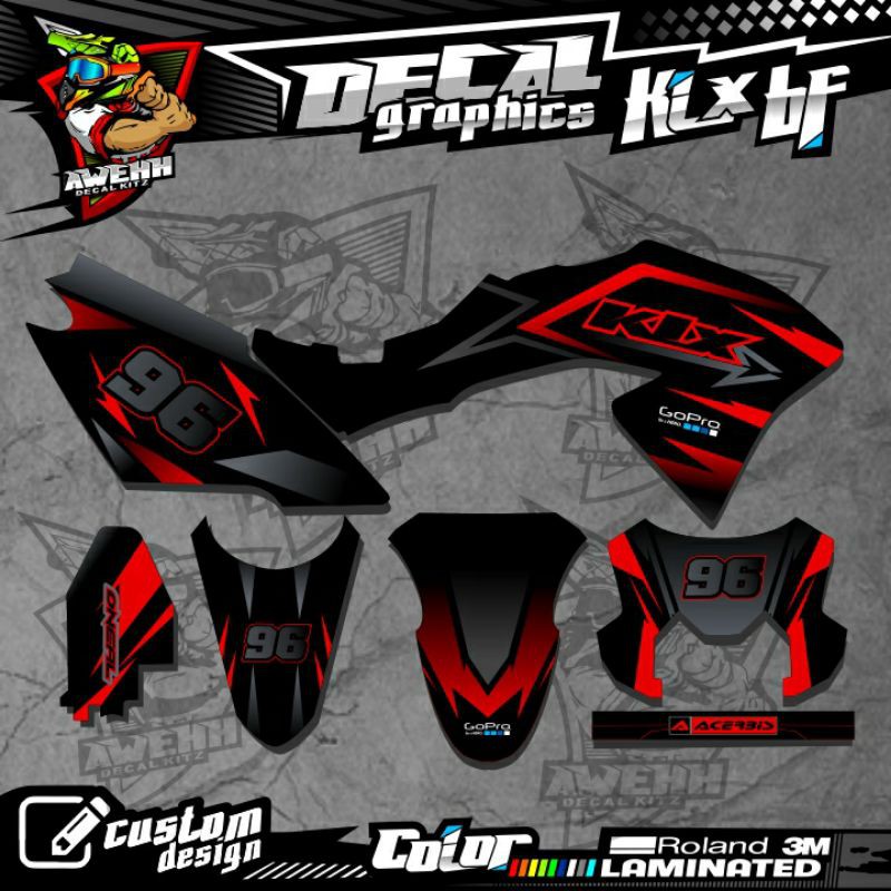 Decal Sticker KLX BF klx 150 lama klx 150 s/l Merah Silver Simple Full Body