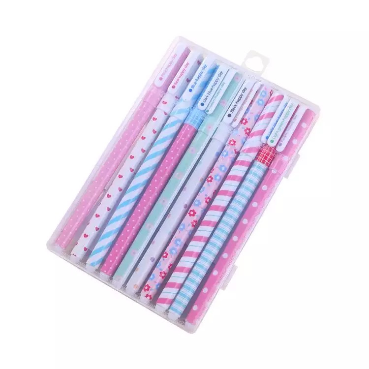 

10 Pcs Colored Pens Set Cartoon Floral Cute Gel Pen Drawing Signature Pens Hand Account Material School Office Supplies
