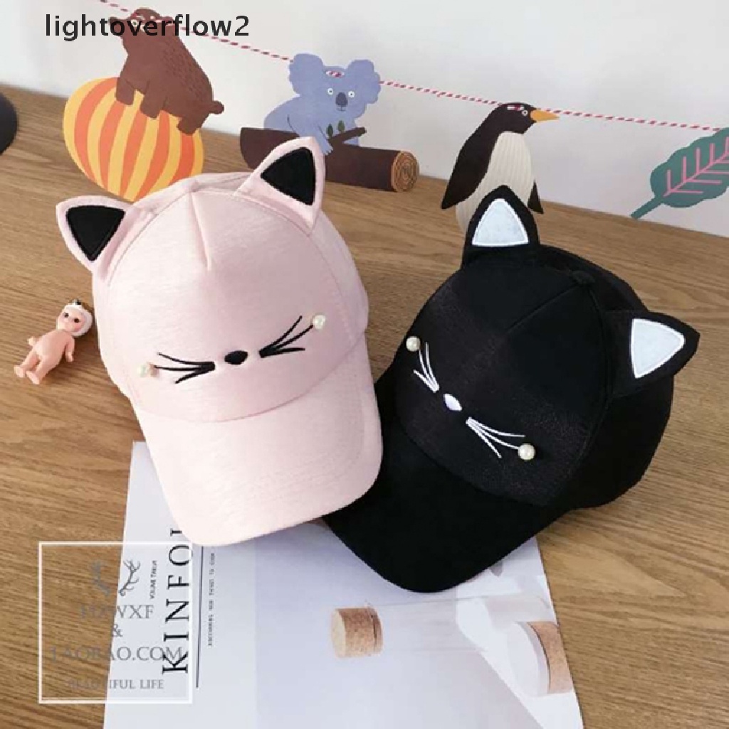 (Light2) Topi Baseball Adjustable Desain Telinga Kucing Bahan Katun Gaya Hip Hop Untuk Outdoor