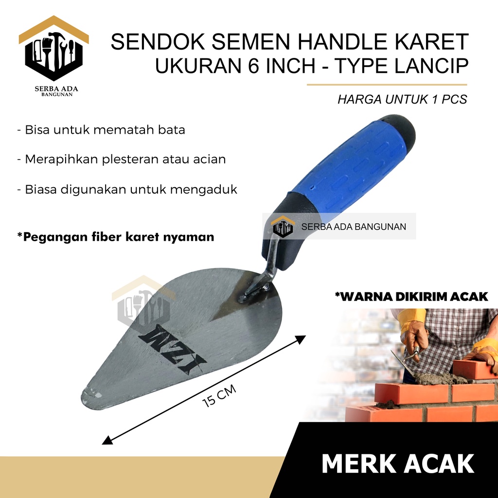 SENDOK SEMEN  KOMPLIT / LANCIP /  BULAT / GAGANG KAYU / FIBER 6” 7” 8” INCH SUPER TEBAL