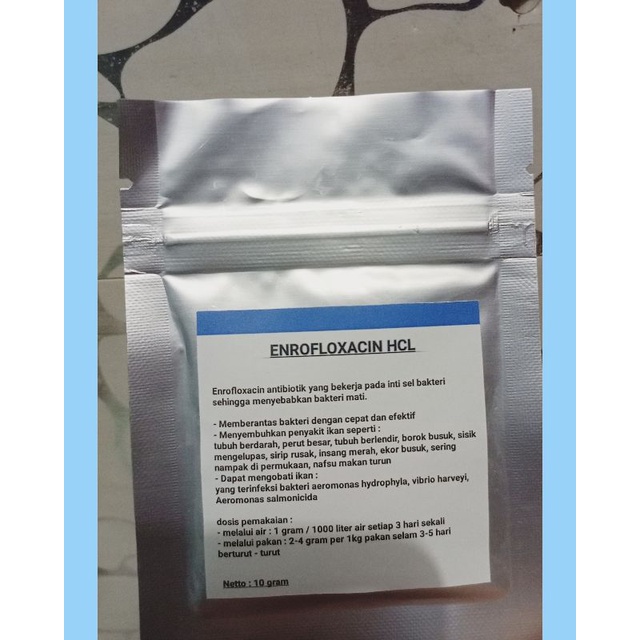 Enrofloxacin hcl 10 gram / antibiotik ikan / enro / enrofloxacin / obat ikan / inroflox / inroflok