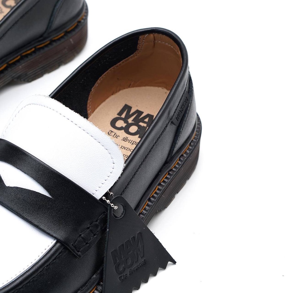 Mancow Loafer Penny Putih Hitam Sepatu Formal Pria Wanita Original Kulit Asli