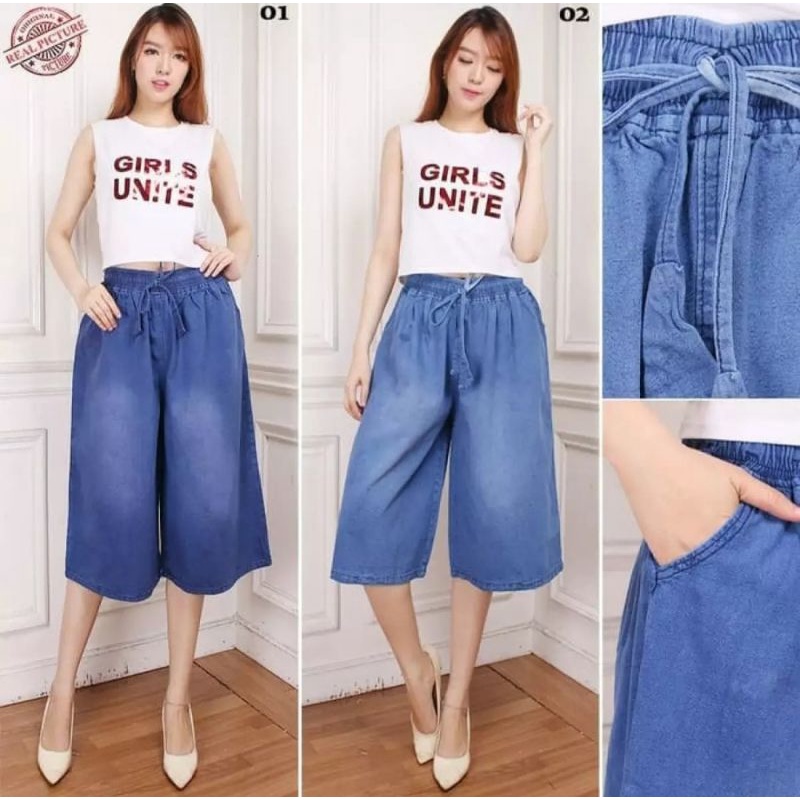 CELANA 7/8 KULOT PENDEK JEANS WANITA CELANA PENDEK CEWEK JUMBO