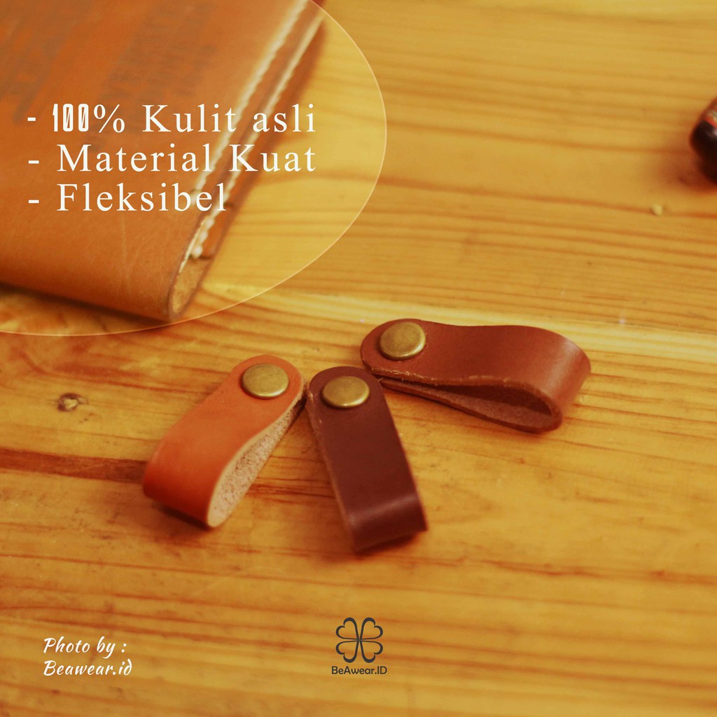 klip kabel kulit asli / leather cable clips / leather cable organizer