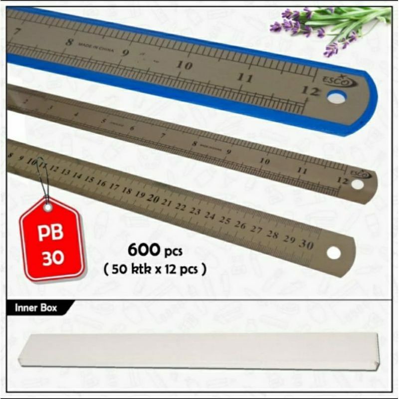 

12 Pcs Penggaris Besi 30 Cm Grosir
