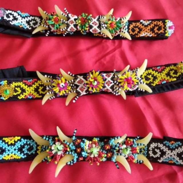 Ikat kepala dayak dewasa, bando manik-manik