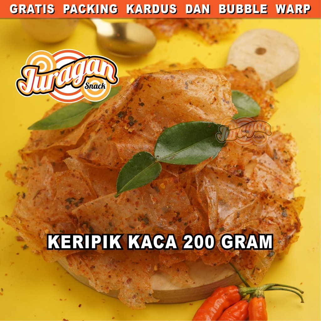 KERIPIK KACA PEDAS DAUN JERUK 200 gram kripca snack kiloan makanan ringan jajanan cemilan camilan pedas asin gurih murah