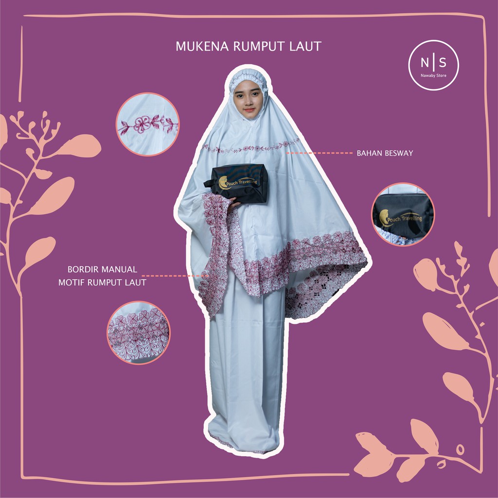 Mukena Dewasa Traveling Motif Rumput Laut