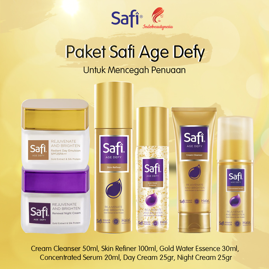 Paket Safi Age Defy Gold 6pcs Komplit - Paket Penuaan Dini - Skincare Wajah