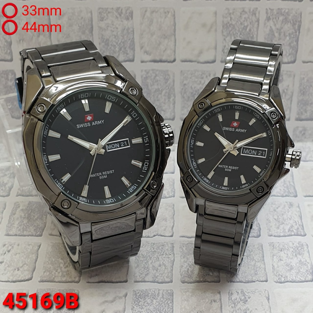 Best Sellerr JAM TANGAN COUPLE SWISS RANTAI SA-5169 UK 4,4CM&3,3CM