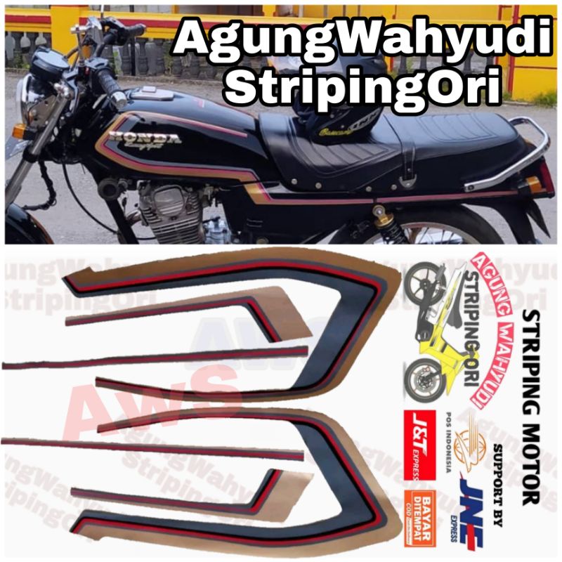 Jual Striping Motor Honda Gl Pro 1983 1984 Hitam Les Gold 83 84 Platina