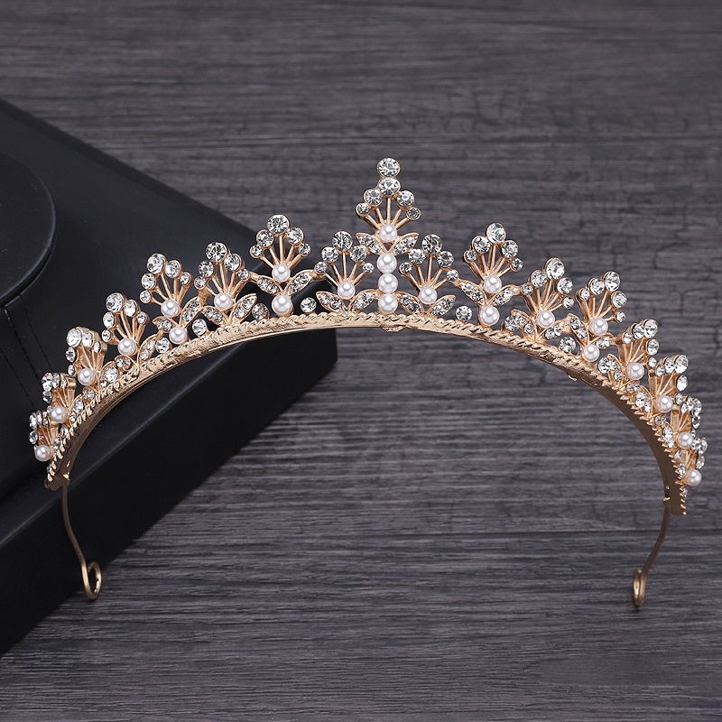 Mahkota Dua Warna Bahan Alloy Aksen Mutiara Imitasi Untuk Aksesoris Rambut Pengantin