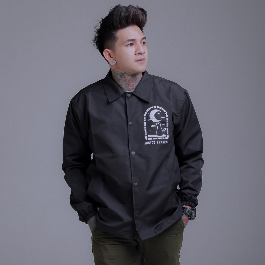 JAKET PARASUT COACH JUMBO BLACK CAT BY INDIGO