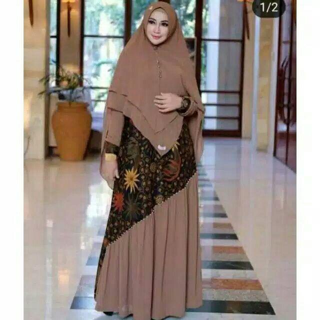 Gamis Batik Syari Madiya Katun Unggul Jaya Dress Kombinasi Mic