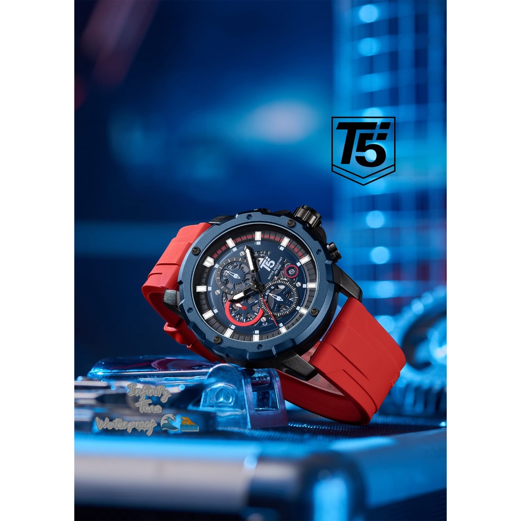 Jam Tangan Cowok T5 H3939G H3939 3939 Analog Chrono dan Tanggal Aktif Strap Rubber Kualitas Original
