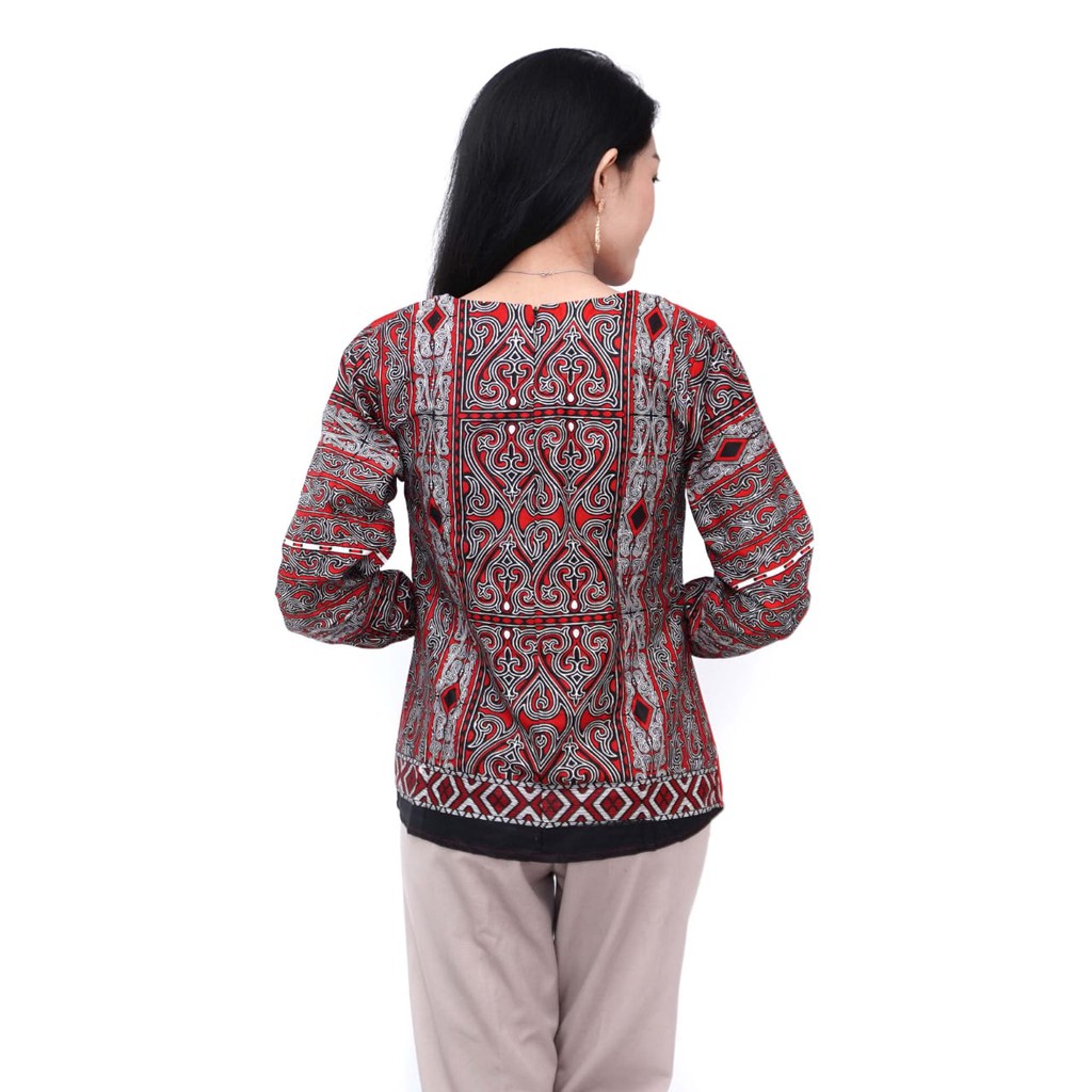 Atasan Batik Wanita Blouse Lengan Panjang