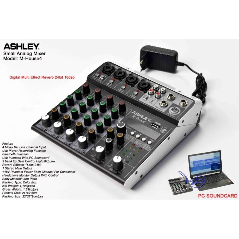 Mixer Ashley M House 4 M-House-4 M House4 4 Channel Original Bluetooth