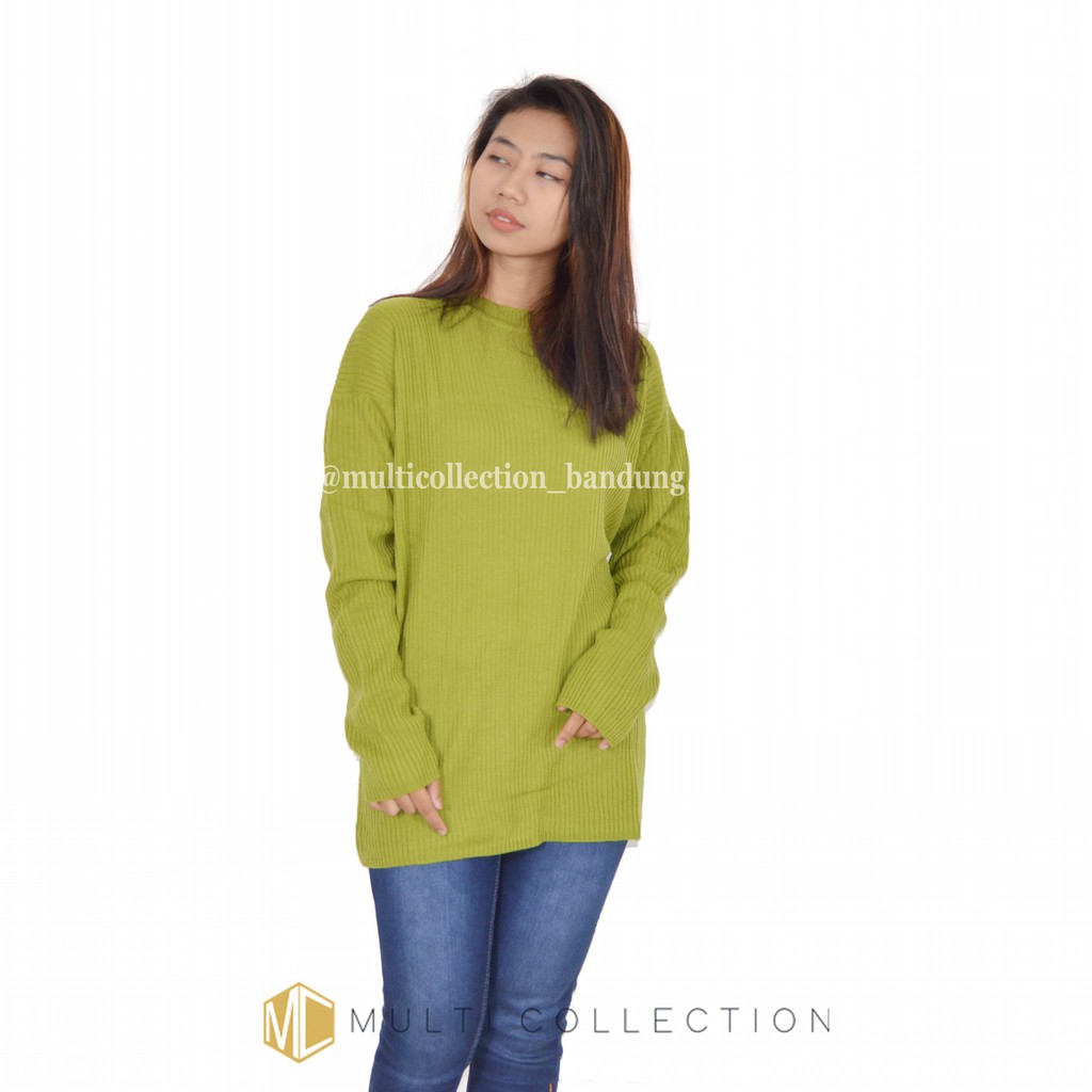 BOXY PREMIUM JUMBO MCRD / Baju Sweater / Rajut Jumbo / Sweater Over Size / Sweater Rajut Wanita-Avocado