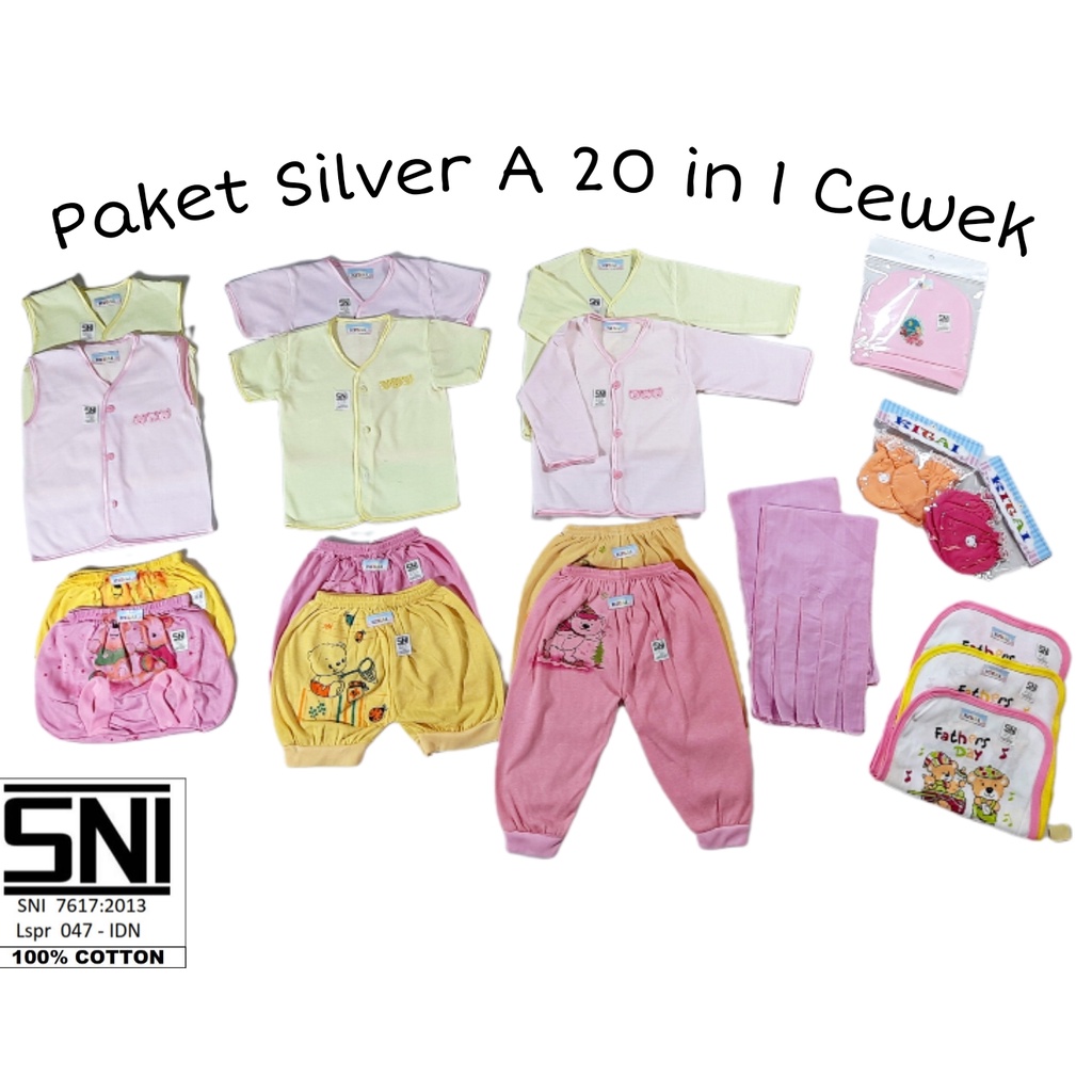 PAKET BAJU BAYI BARU LAHIR / HAMPERS FOR NEWBORN SILVER A 20 IN 1