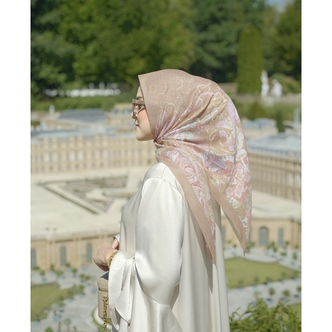 Disney x Buttonscarves Wonderland Series in golden brown.