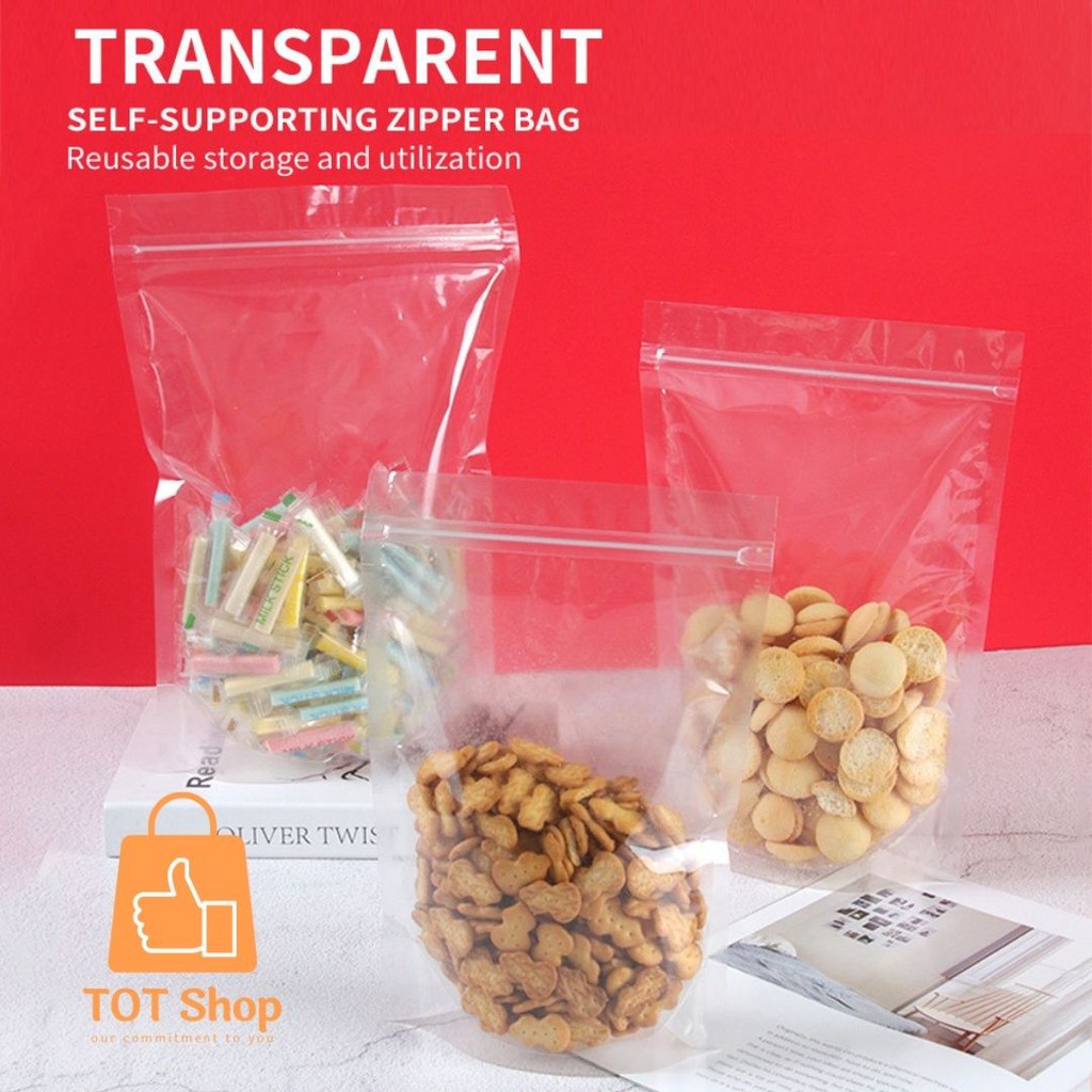 [Isi-50pc] STP Plastik 14 x 22 Standing Pouch PP BENING Seal Lebar Klip Wadah Jajan Makan Kemasan Be