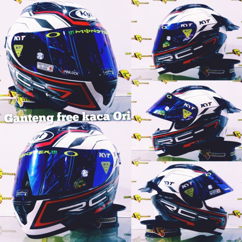 helm kyt full face rc seven motif #19 black white blue paket ganteng 100% baru Ori kyt-Paket ganteng top4