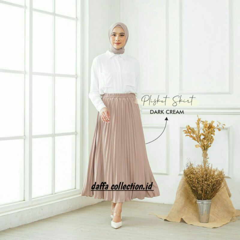 ROK PLISKET PREMIUM WARNA DARK CREAM