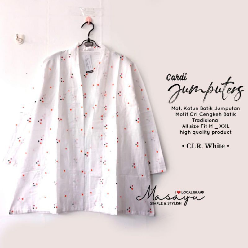 cardigan batik jumputan putih