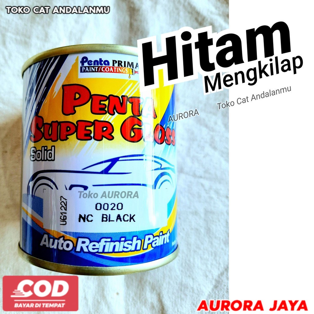 Penta Super Gloss Black Hitam Mengkilap Solid Biasa Standart Cat Mobil Motor Sepeda Glos