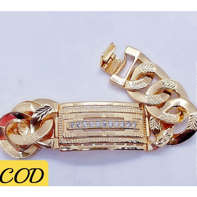 Gelang Xuping Lapis Emas 24K Rantai Plat Super Mewah .