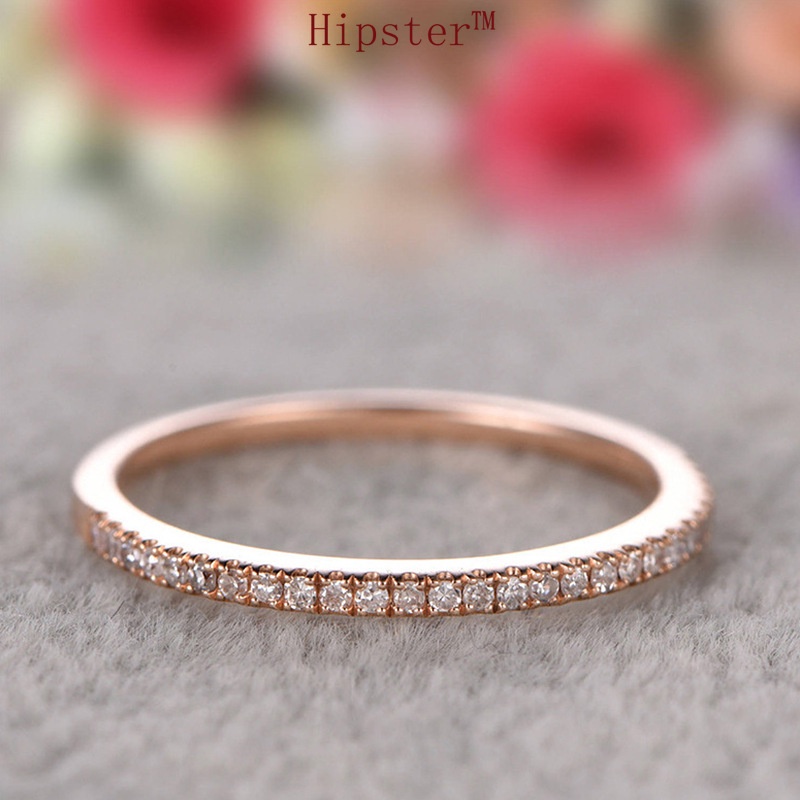 New Hot Sale Simple and Stylish Personality Rose Gold Inlaid Single Row Diamond Ring