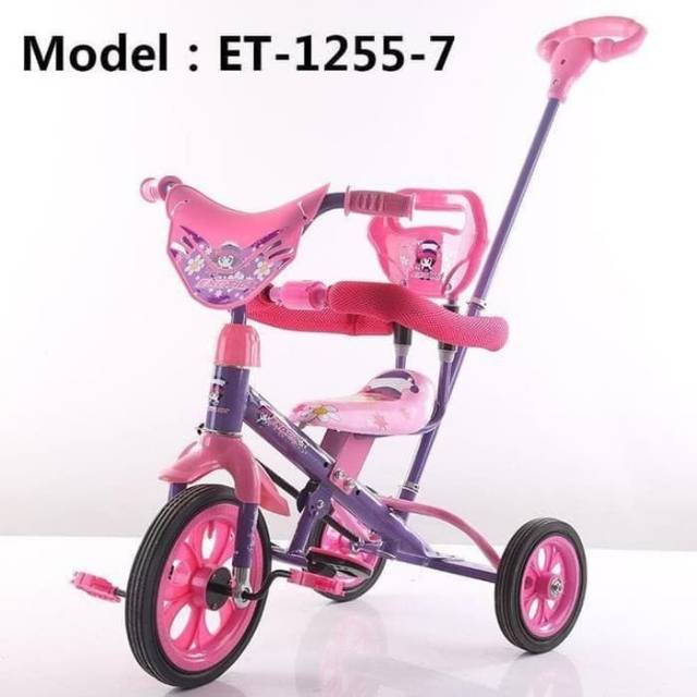 Sepeda Anak Tiga Roda Tricycle Exotic ET-1255-7 dengan dorongan dan pengaman