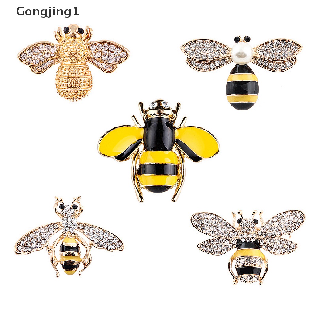 Gongjing1 Bros Pin Enamel Desain Lebah Bumblebee Hias Kristal Untuk Wanita