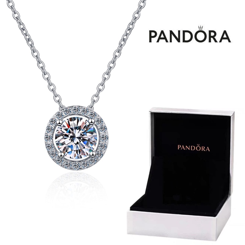 Pandora Kalung 925 Silver Cubic Zirconia Dengan Liontin Berlian Untuk Wanita