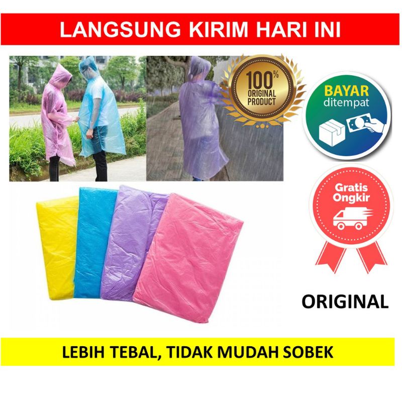 Jas Hujan plastik polos warna kresek disposable emergency rain darurat praktis