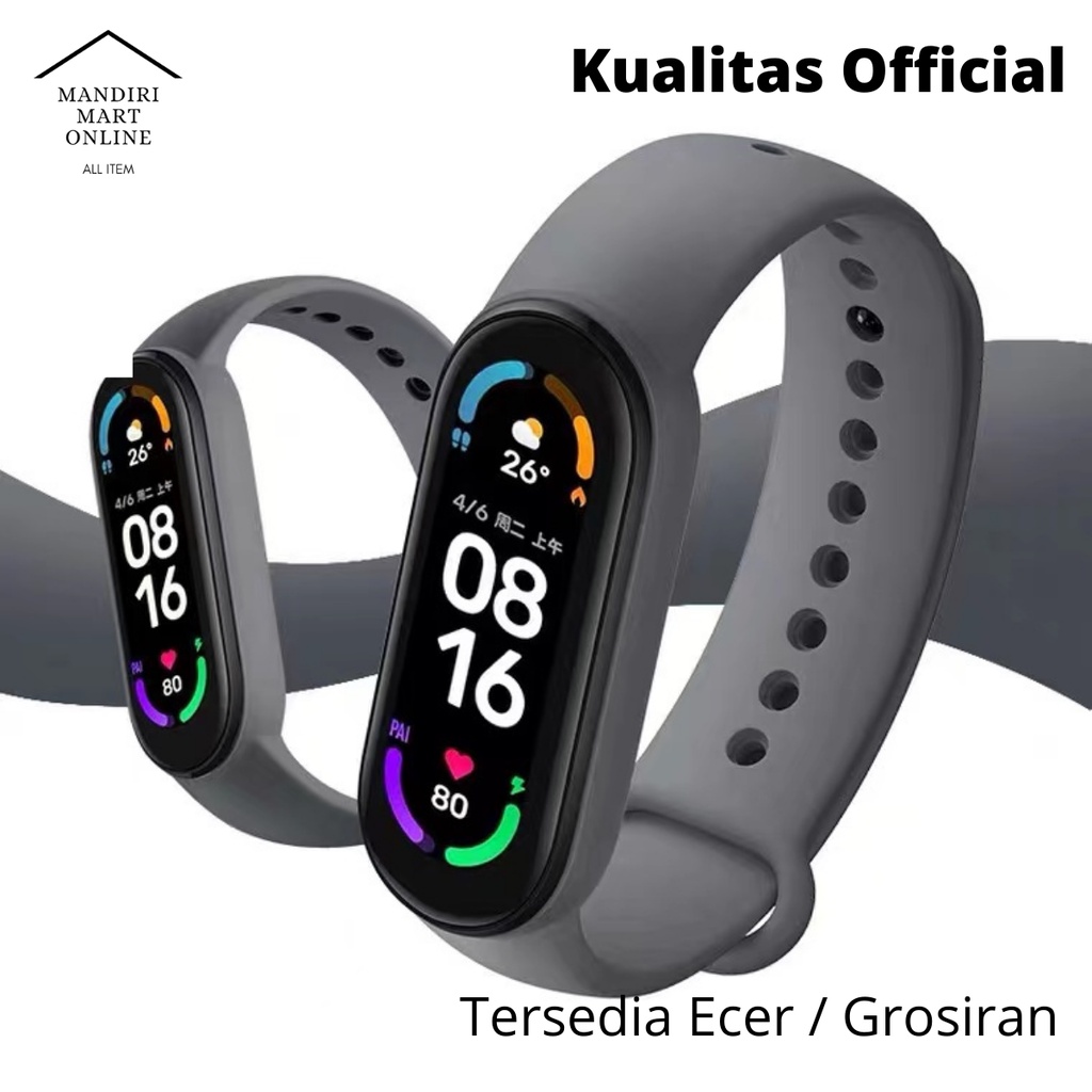 Strap MiBand 3/4/5/6 Strap Silicone Tali Pengganti Xiaomi Mi Band 3/4/5/6 Warna Polos