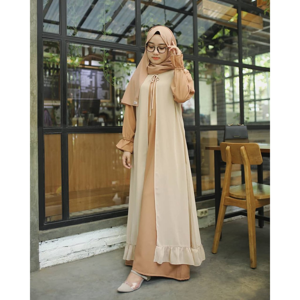 LANARA MAXI Matt kos Wafle Baju Hijab Panjang Simple Gaun Kerja Trendy Gamis Muslimah Murah