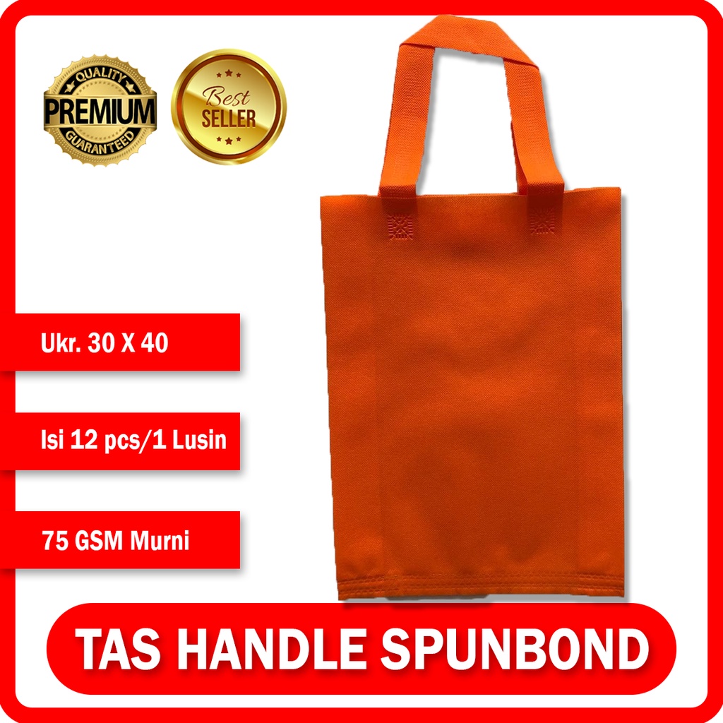 

Souvenir Tas Press Goodiebag Spunbond Handle - Orange 30CM x 40CM Satuan / Lusinan