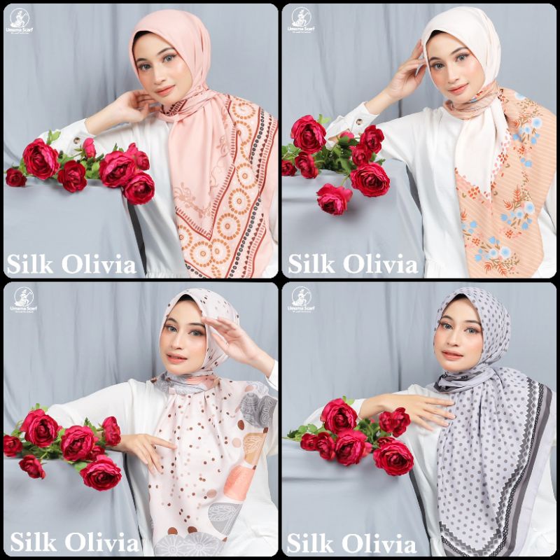 Jilbab Umama Silk Olivia PREMIUM Motif Modern Kerudung Segi Empat