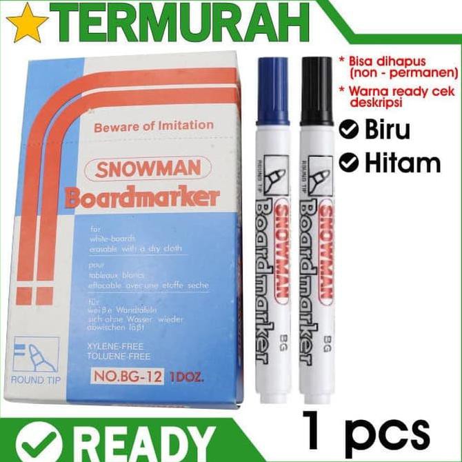 

Spidol papan tulis whiteboard snowman BG 12 Hitam Biru white board {MURAH Kode 784