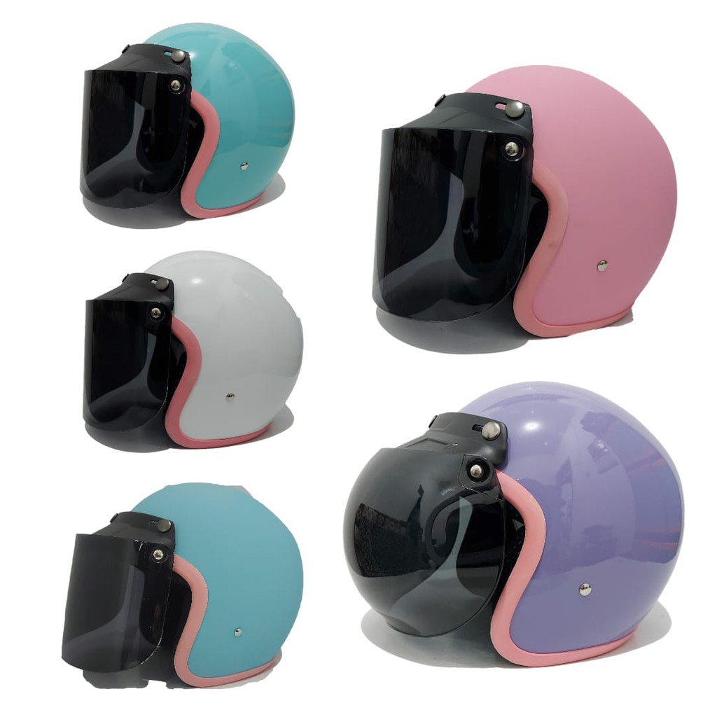 Helm Bogo Retro Wanita Dewasa Sky Warna Pastel