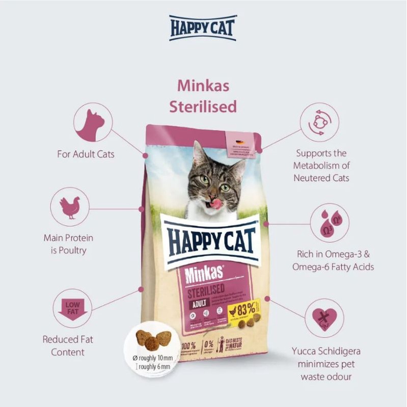 Expedisi Happy Cat Minkas Sterilised 10kg / Makanan Kucing Steril