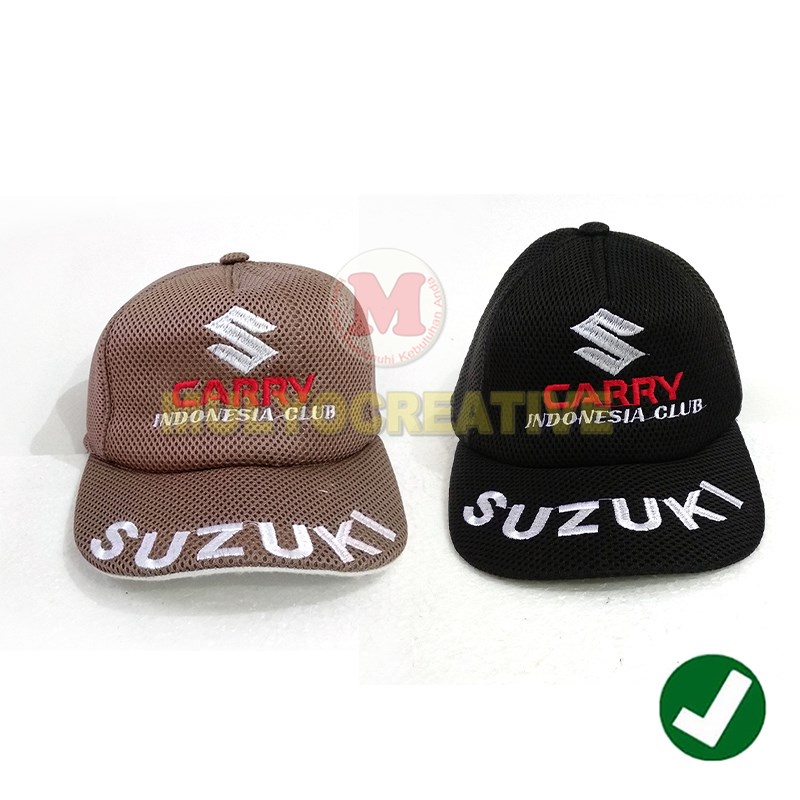 Topi Suzuki – Topi Logo Suzuki Bahan Jaring - Hitam dan Coklat