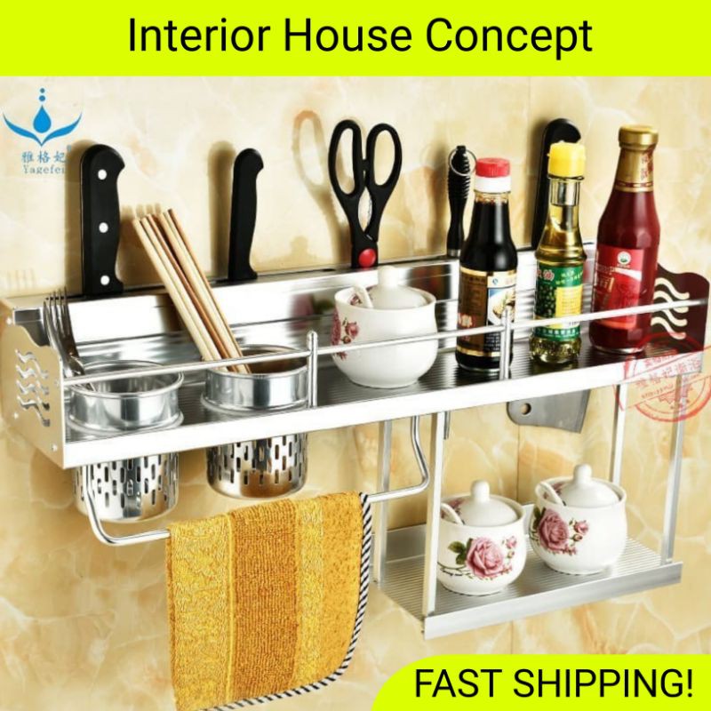 Rak Dapur Serbaguna Stainless Steel Gantung Rak Dapur Organizer