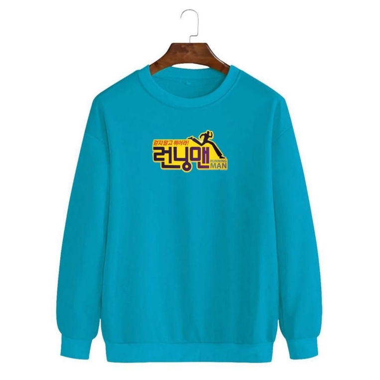 Noveli wear - Kaos sweater Running man tulisan korea sweatshirt roughneck | sweater crewneck basic unisex distro bahan berkualitas sablon digital