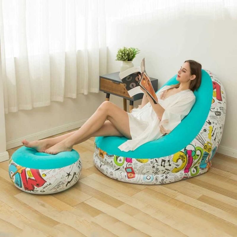 Sofa malas | Kursi santai | Kursi angin | Kursi Lipat | Kursi malas Senyoubao Inflatable Isi Angin dengan Sandaran Kaki