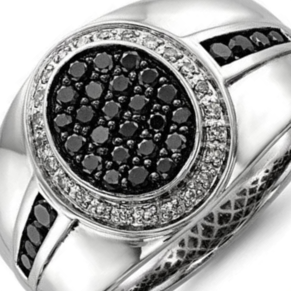 Cincin Pertunangan Perhiasan Platinum Berlian Zirkon Hitam Pria Wanita Fashion Emas Putih Diamond Silver Rings