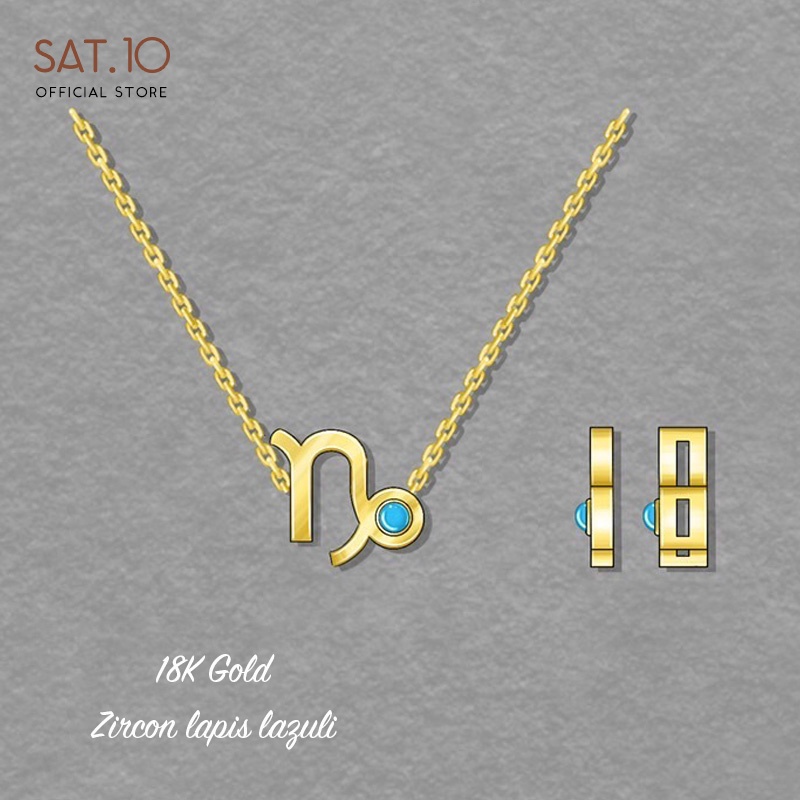 SAT.10 Kalung zodiak capricorn - Kalung zodiak emas zircon 18K liontin zodiak capricorn SAT-FAA4019-4