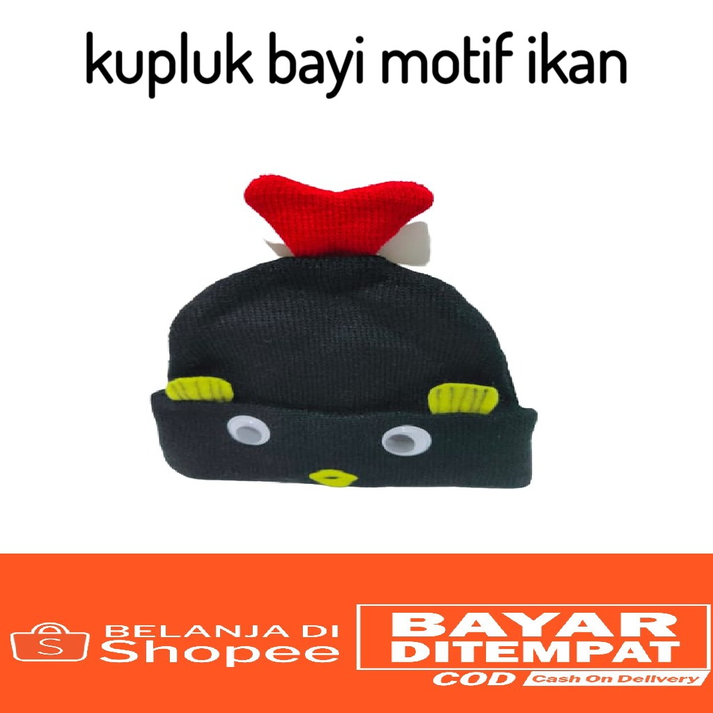 kupluk bayi motif ikan lucu imut baby hat rajut_PURANGSAKATO SHOP